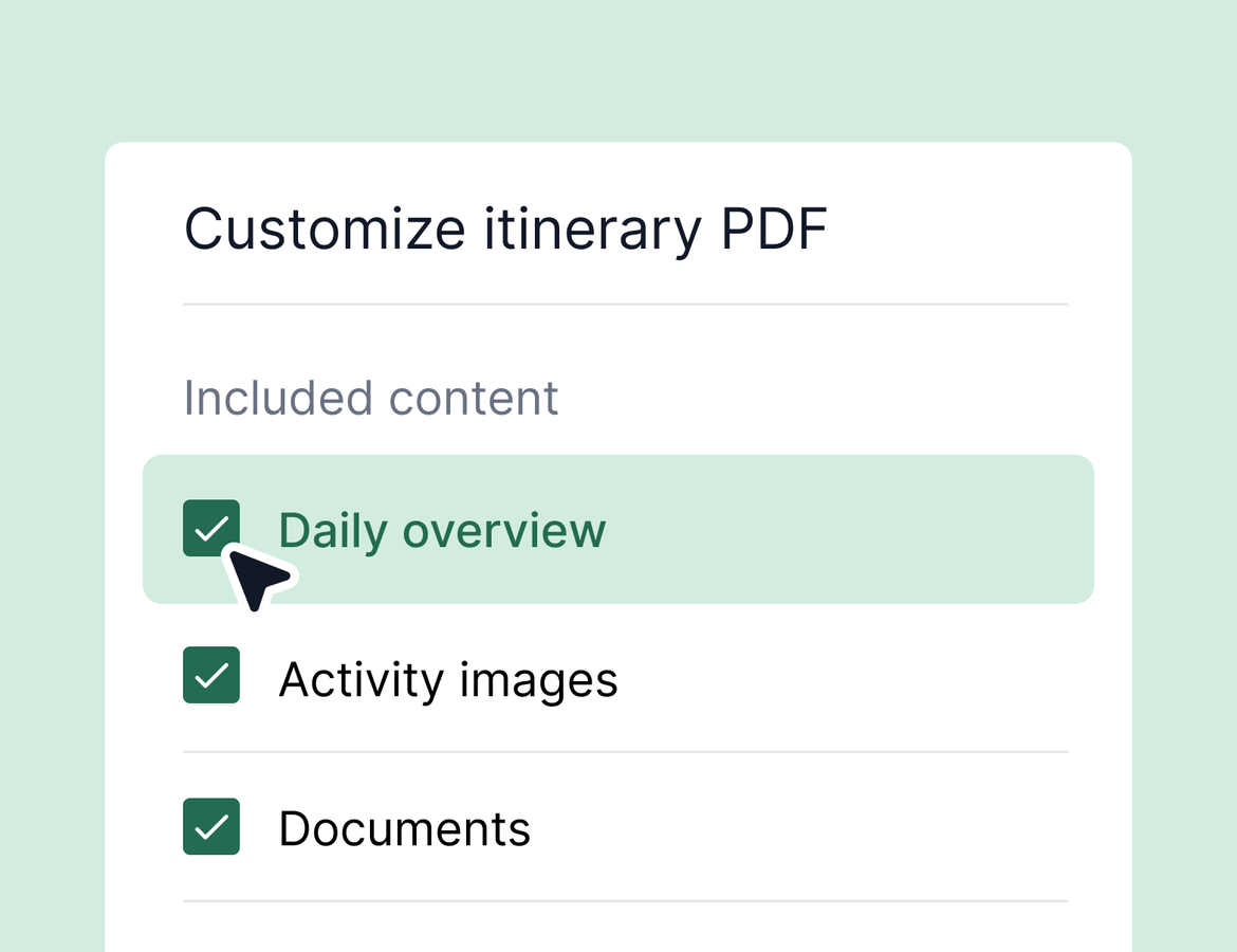 Your itinerary PDFs, exactly how you want them