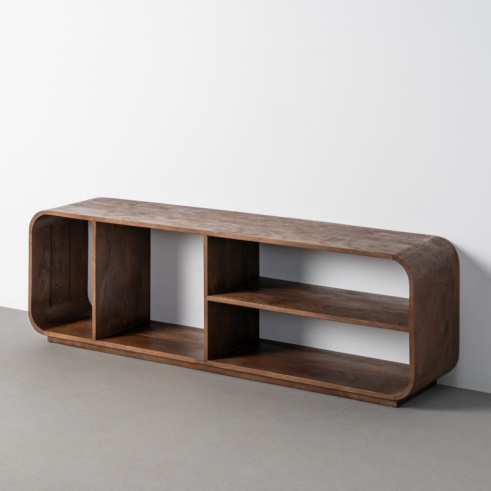 Mueble de TV de mango con esquinas curvas