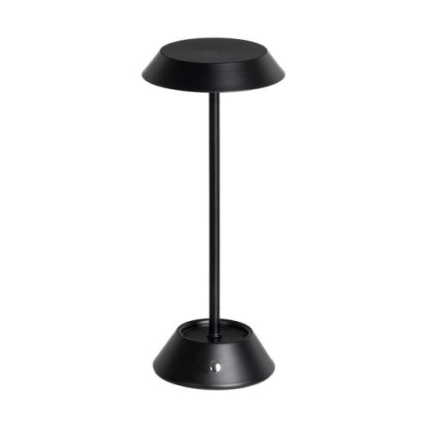 Lámpara de mesa LED táctil negra — vista completa