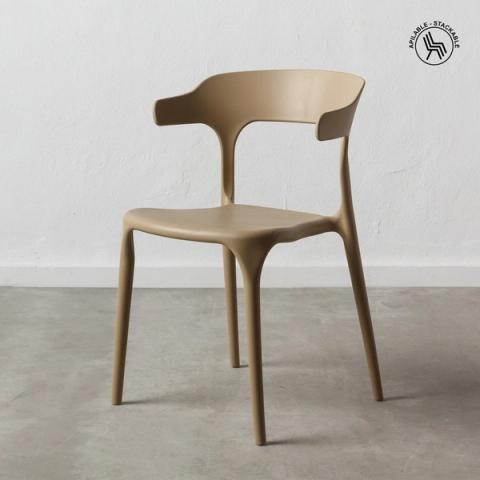 Silla apilable beige de respaldo en T