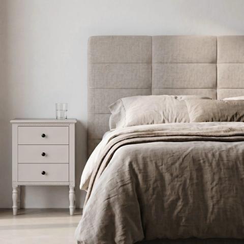 Cabecero beige con cuadrícula cosida