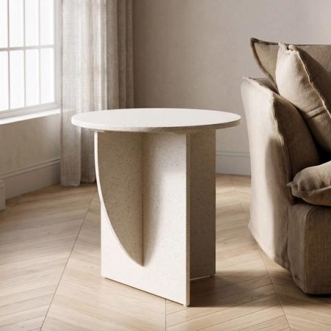 Mesa auxiliar blanca con base abierta