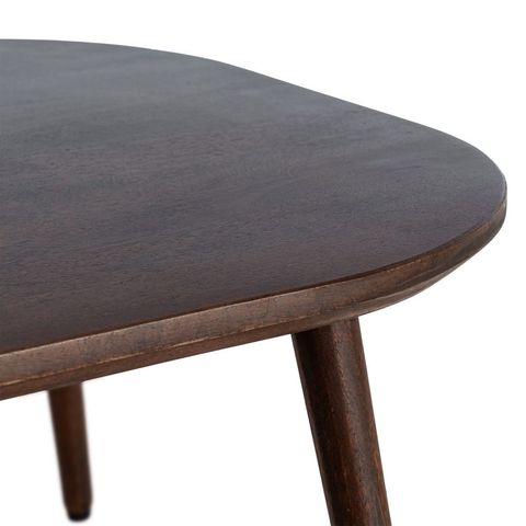 Mesa de centro de mango marrón oscuro, detalle del tablero