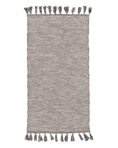 Alfombra gris de espiga con flecos — vista completa