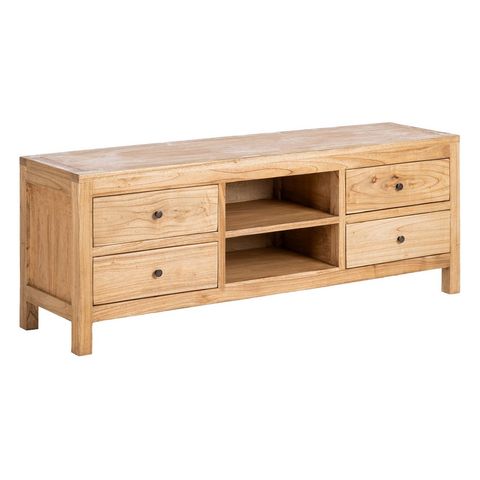Mueble de TV Mindi con cajones y huecos, vista general