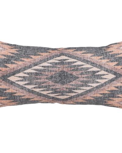 Cojín gris y rosa de rombos concéntricos — vista completa