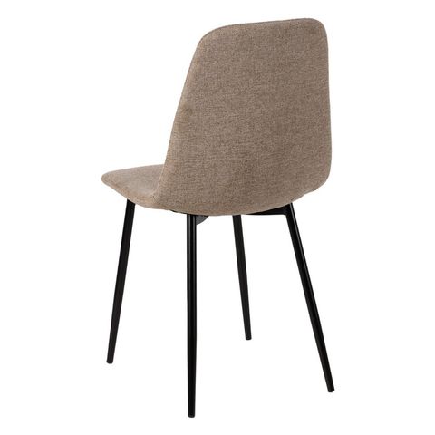 Vista posterior de la silla taupe y sus patas metálicas