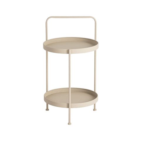 Mesa auxiliar beige de dos bandejas, vista general