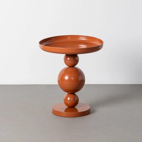 Mesa auxiliar terracota con base de esferas