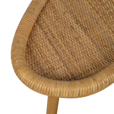 Mesa de centro alargada de ratán, detalle del ratán