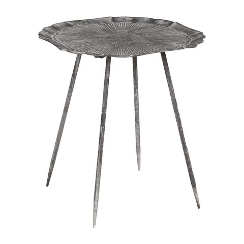 Mesa auxiliar gris con patas finas, vista general