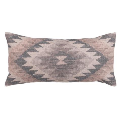 Cojín gris y rosa de rombo ancho — vista completa