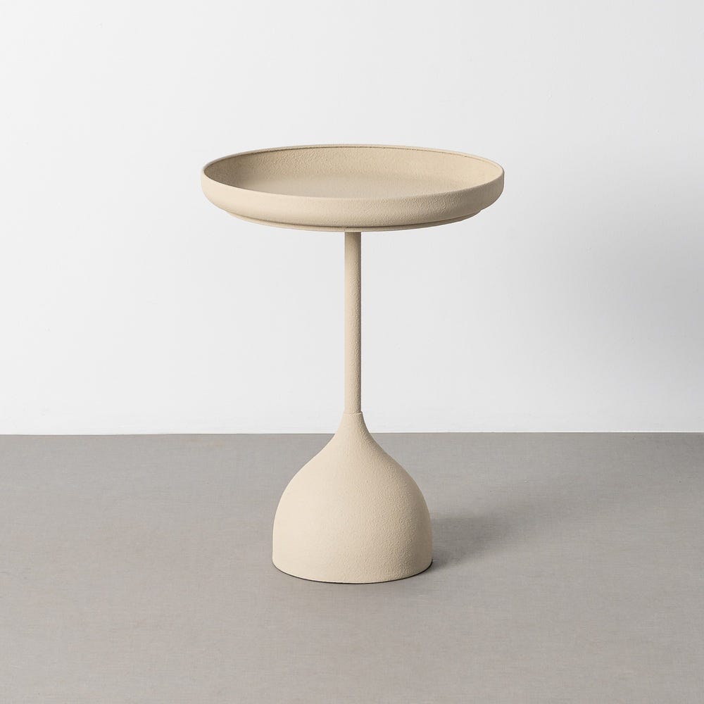 Mesa auxiliar crema con base de gota