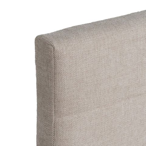 Cabecero beige con cuadrícula cosida, detalle del tapizado