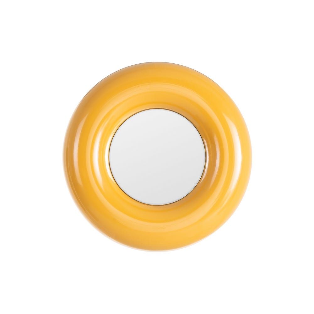 Espejo circular mostaza de marco concéntrico