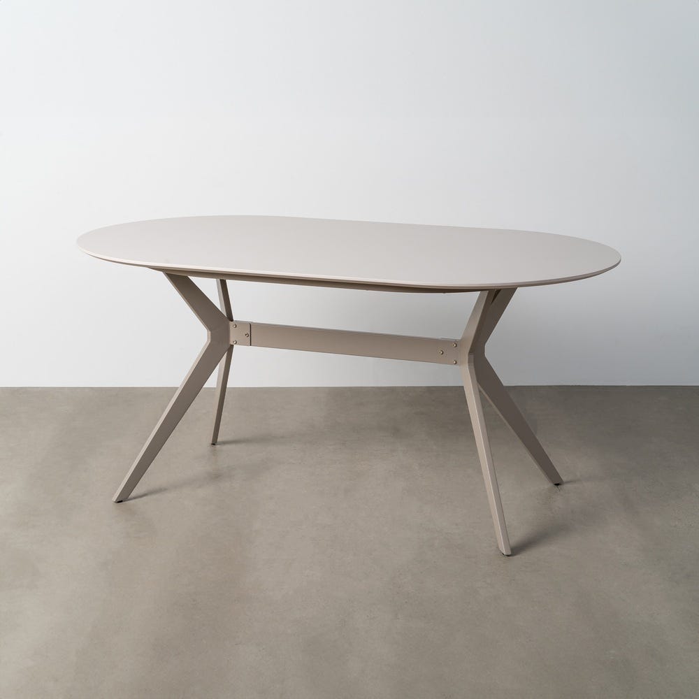 Mesa de comedor ovalada gris
