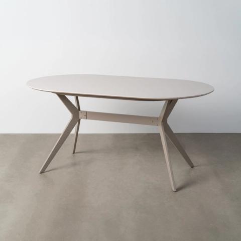 Mesa de comedor ovalada gris