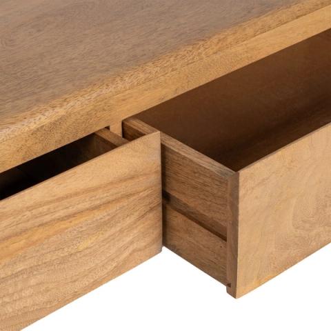 Mueble de TV Galt de tres cajones, detalle del acabado