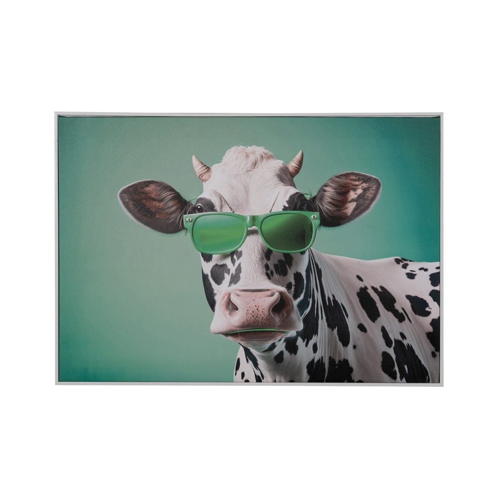 Cuadro de una vaca con gafas