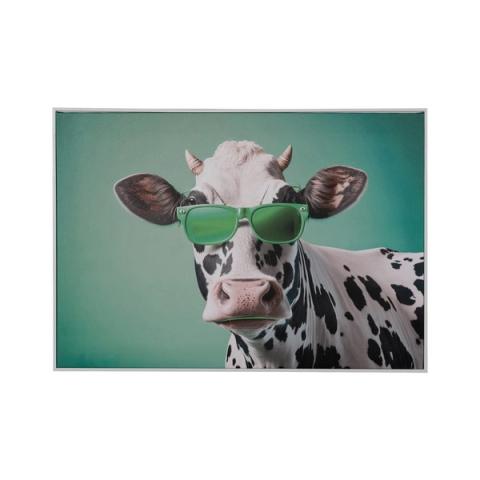 Cuadro de una vaca con gafas