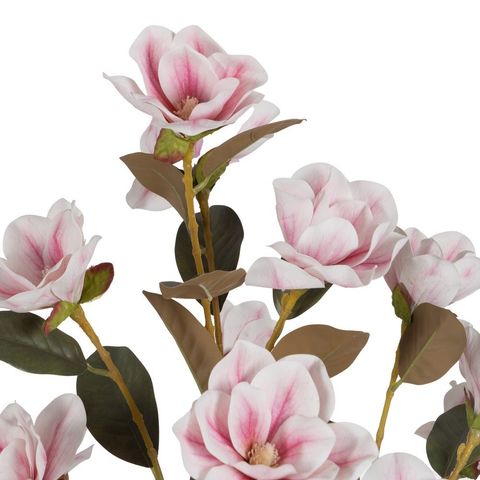 Detalle de las flores rosas de la magnolia artificial