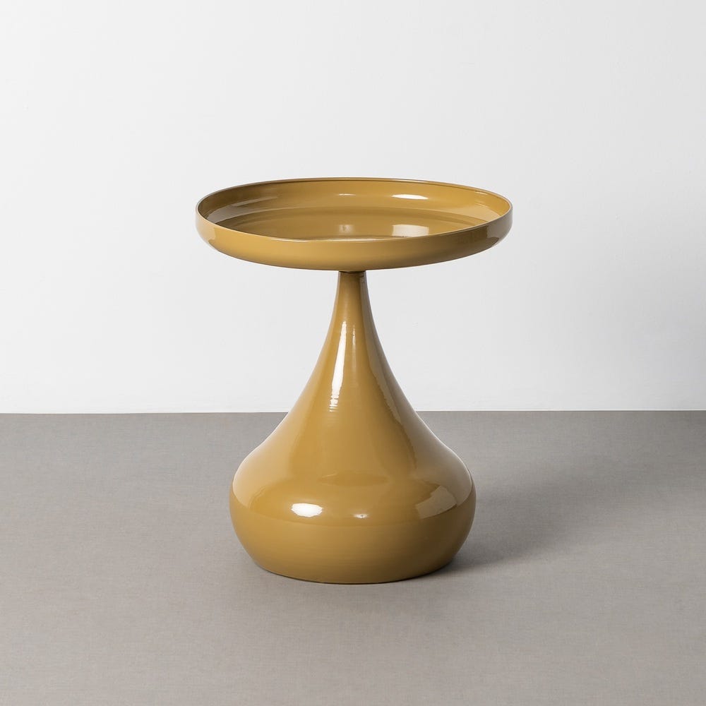 Mesa de centro mostaza con base de gota