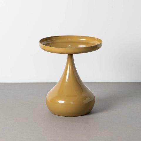 Mesa de centro mostaza con base de gota