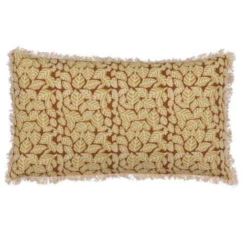Cojín beige y marrón de hojas — vista completa