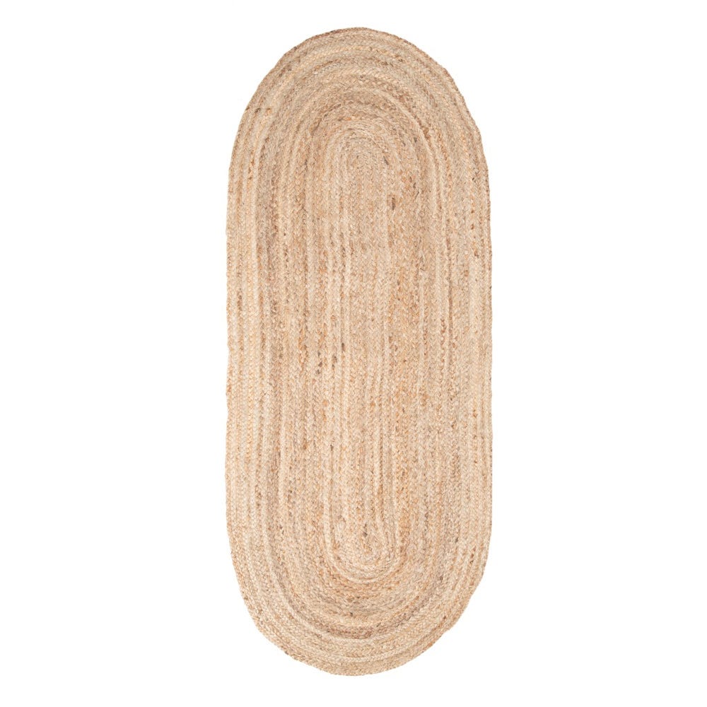 Alfombra ovalada de yute natural — vista completa