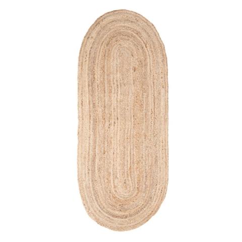 Alfombra ovalada de yute natural — vista completa