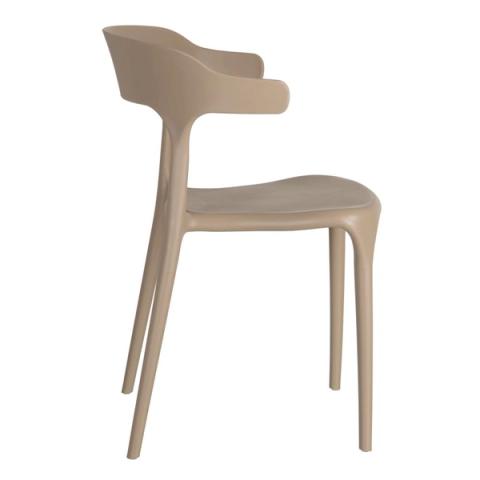 Vista lateral de la silla beige de respaldo en T