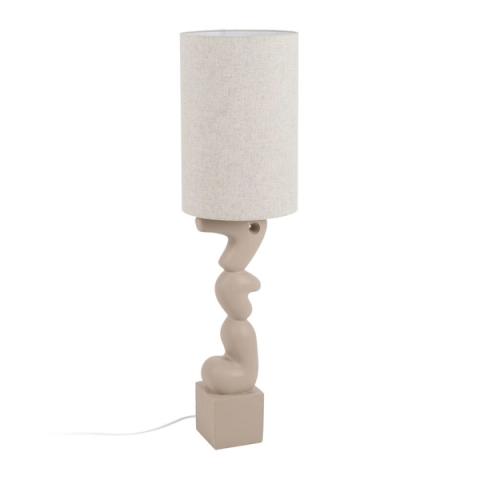 Lámpara de pie beige de resina con formas apiladas — vista completa