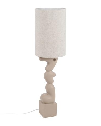 Lámpara de pie beige de resina con formas apiladas — vista completa