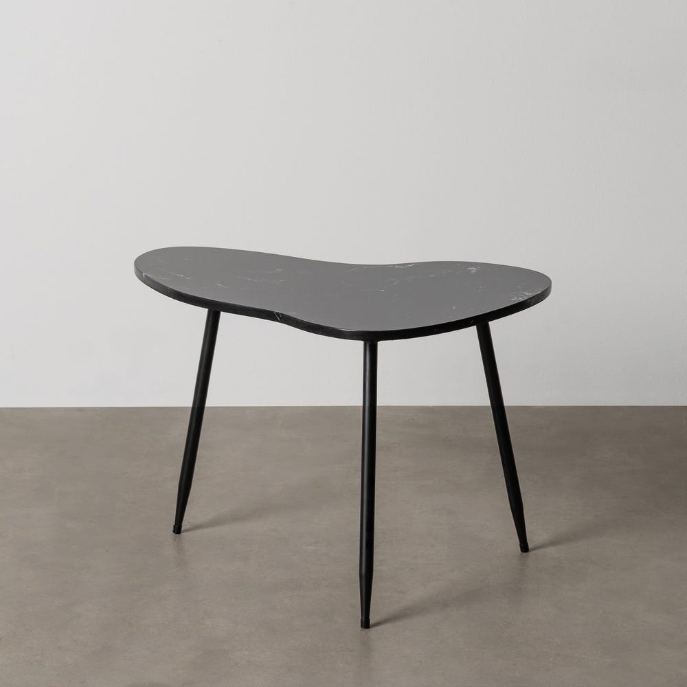 Mesa de centro negra de hierro y mármol