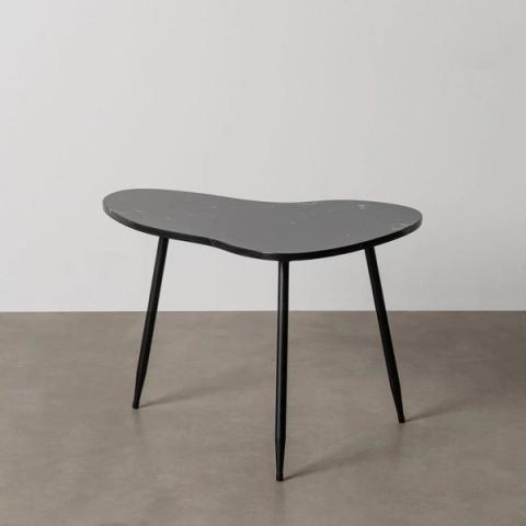 Mesa de centro negra de hierro y mármol
