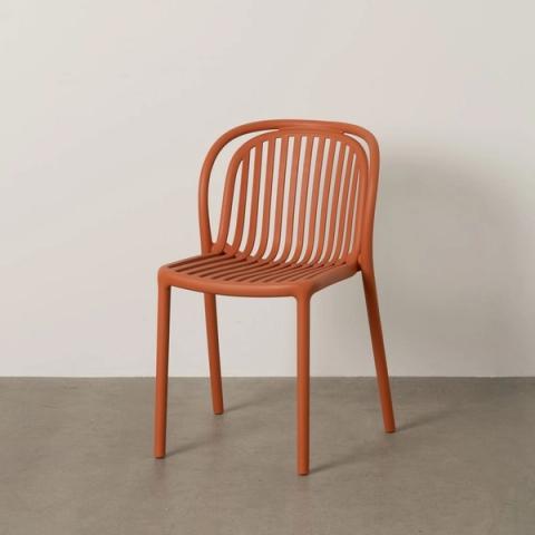 Silla apilable terracota de respaldo redondeado