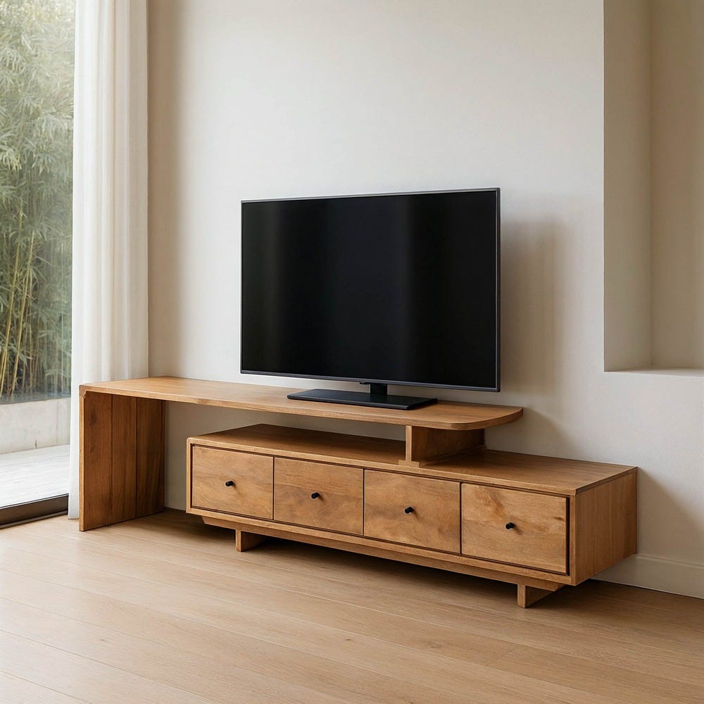 Mueble de TV de mango con módulos superpuestos