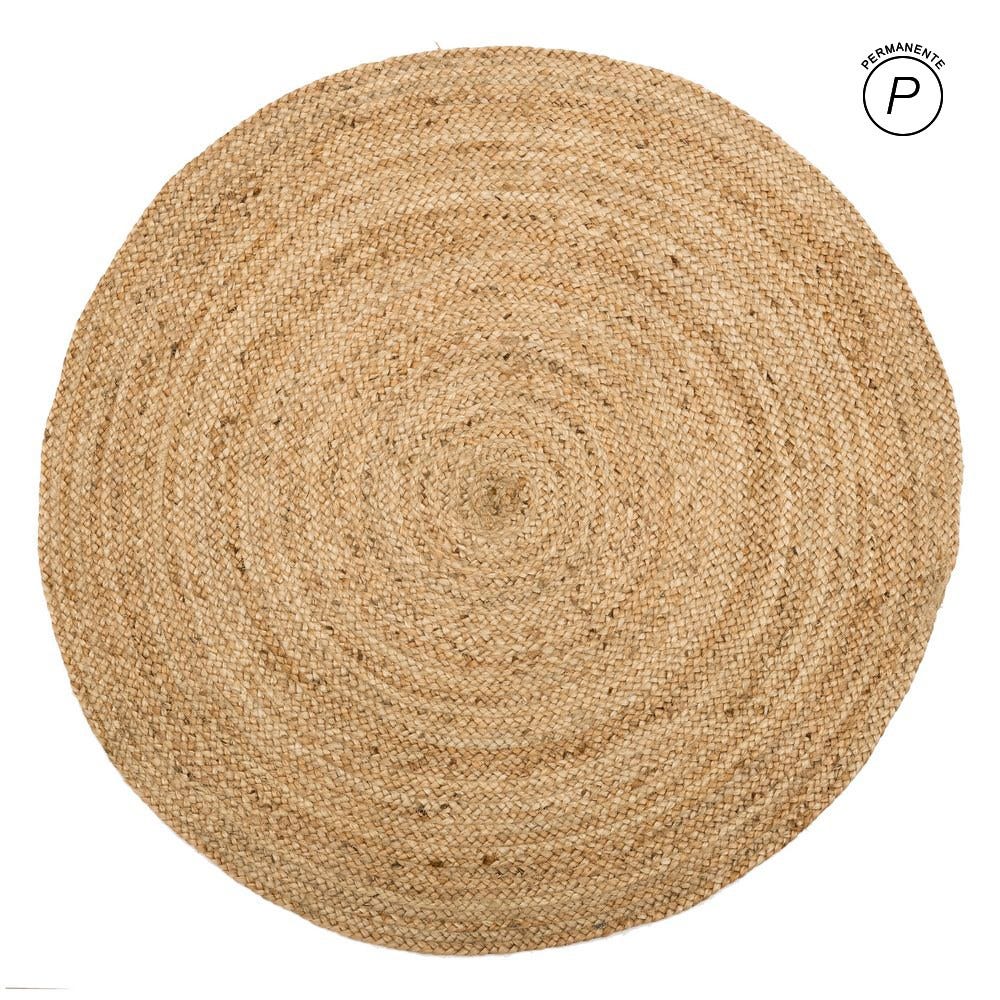 Alfombra circular de yute natural — vista completa