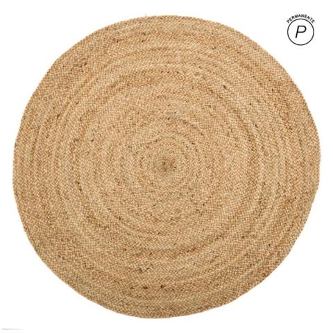 Alfombra circular de yute natural — vista completa