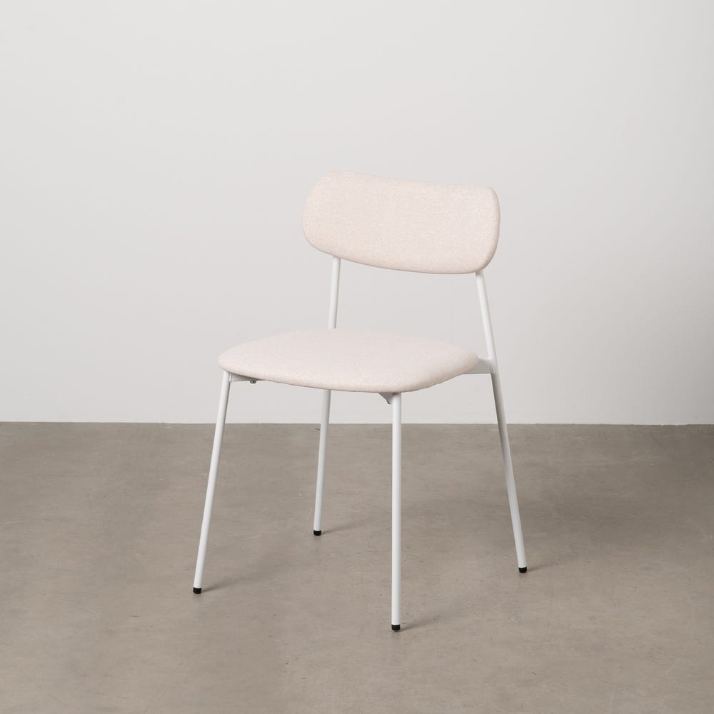 Silla apilable crema de respaldo separado