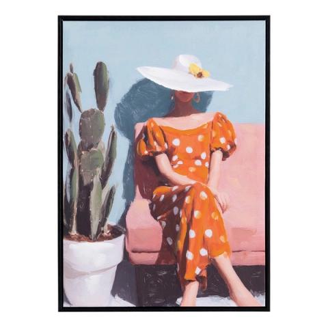 Pintura de una mujer con sombrero
