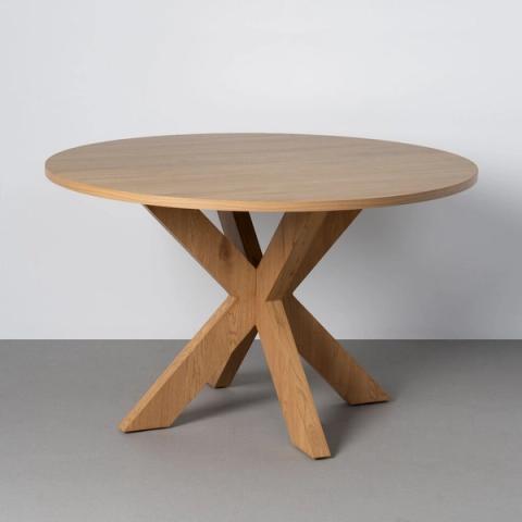 Mesa de comedor redonda con base cruzada