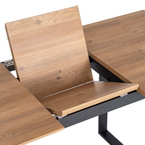 Mesa de comedor extensible en acabado natural, mecanismo de extensión