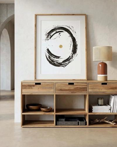 Mueble de TV de teca reciclada con cajones