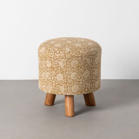 Puf de flores con patas de bambú