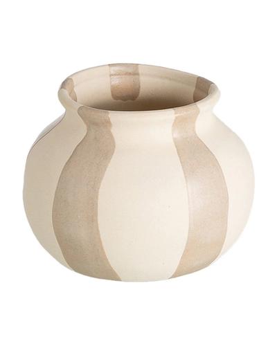 Jarrón beige de rayas y gajos