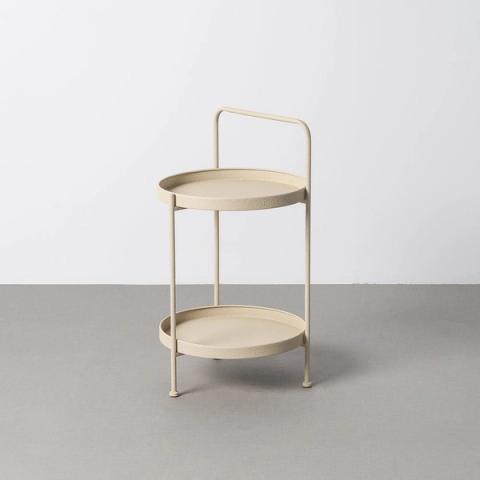 Mesa auxiliar beige de dos bandejas