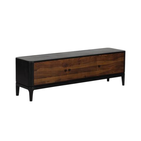 Mueble de TV en marrón y negro, vista general