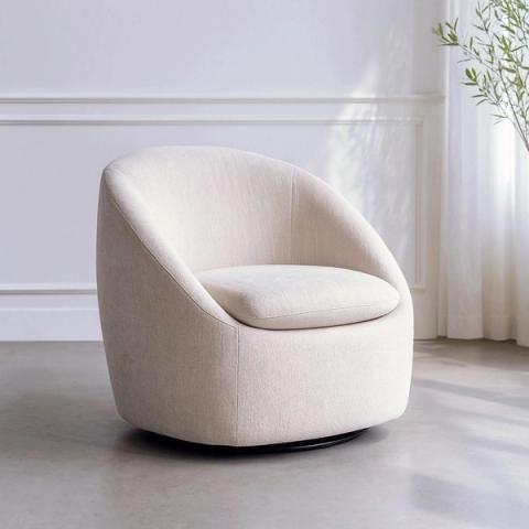 Sillón giratorio beige de volumen continuo
