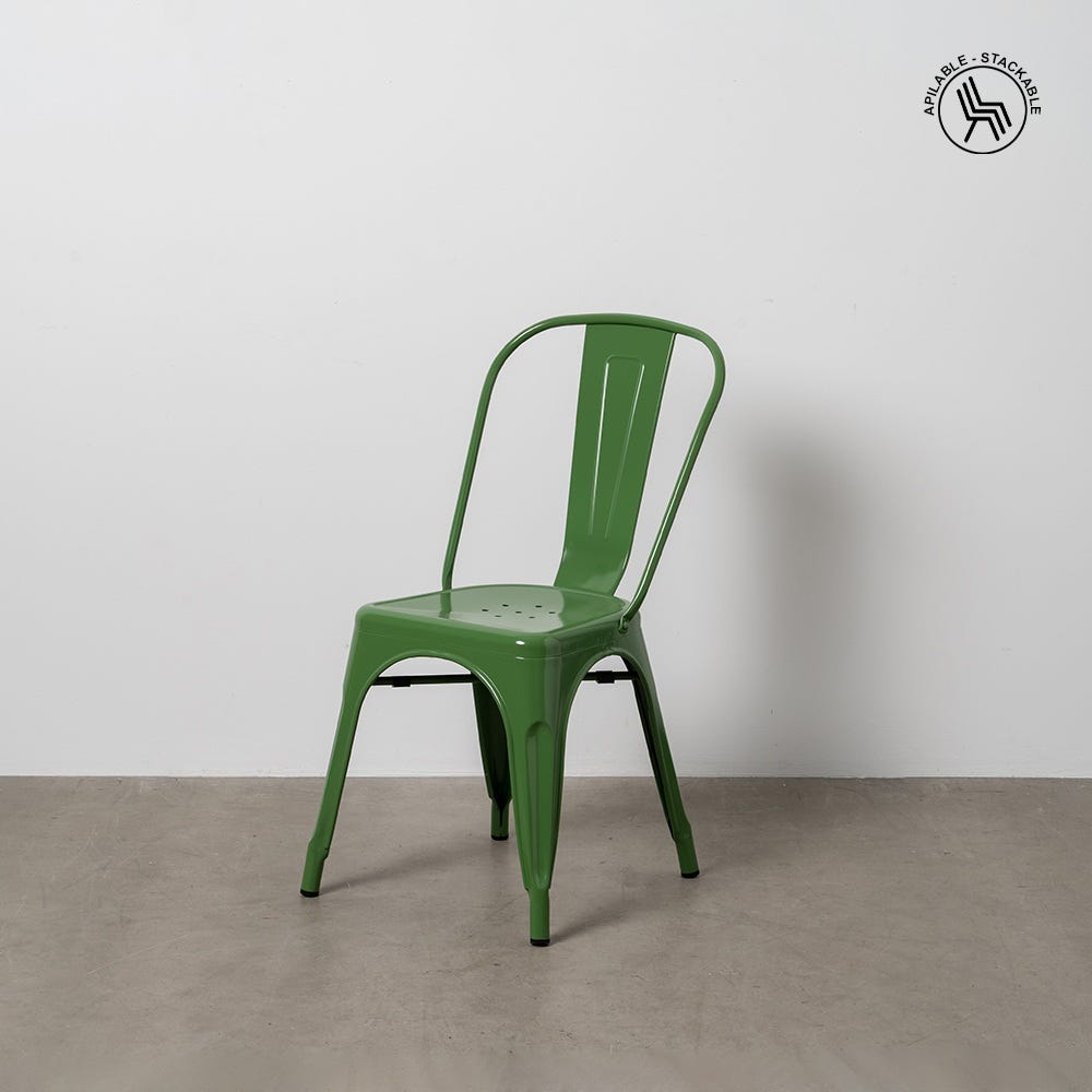 Silla apilable Dallas verde de acero